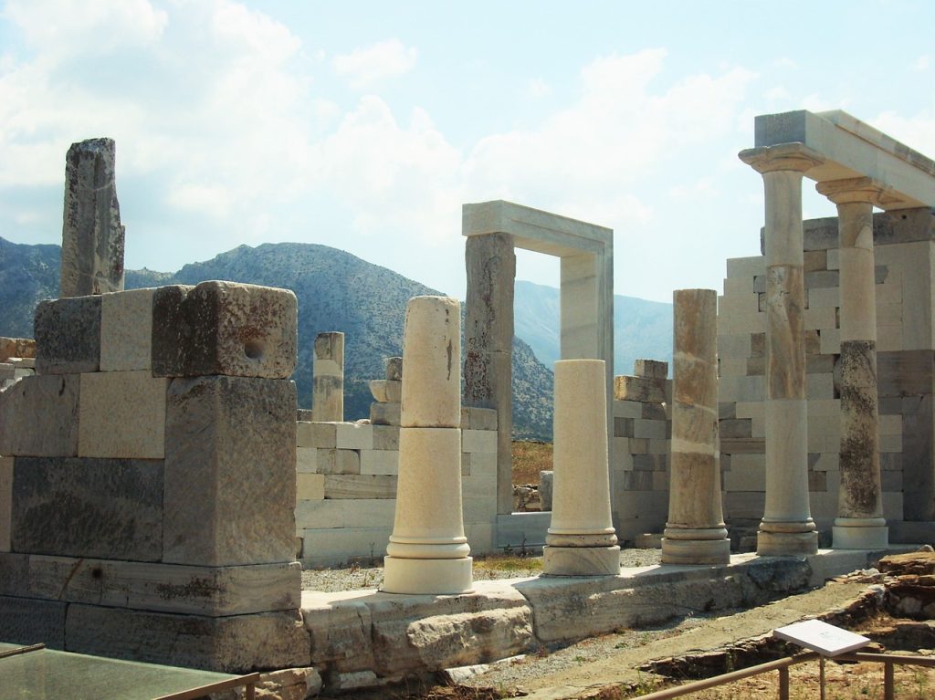 Ruines antiques de l’île sacrée de Délos en Grèce