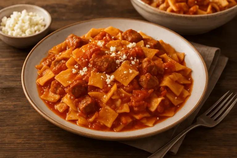 Hilopites : les pâtes traditionnelles grecques à la viande ou à la sauce tomate